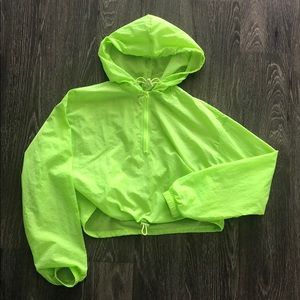 Swishy Neon Green Cropped Hoodie